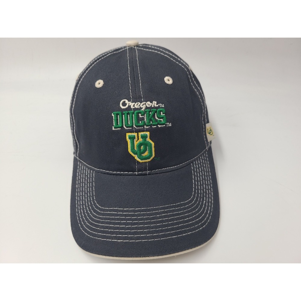 Vintage University of Ducks Drew Pearson Marketing Strapback Hat Cap NCAA Blue